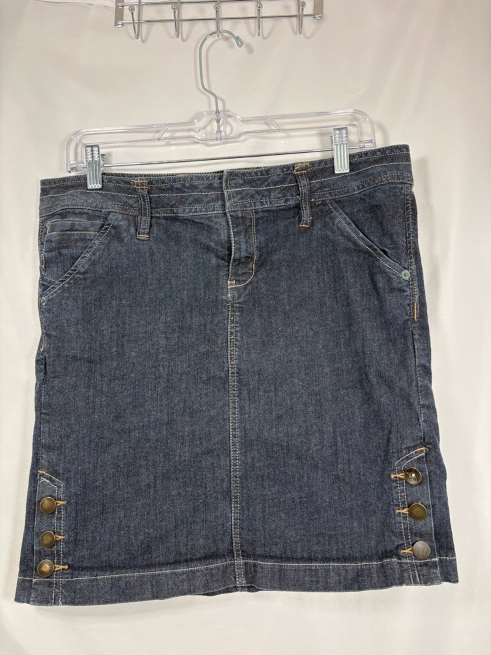 Converse One Star Dark Denim Mini Skirt with Side Button Detail Size 12